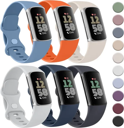 Miniatura 10 de Tobfit Paquete de 6 correas deportivas compatibles con Fitbit Charge 6/Fitbit Charge 5 para mujeres y hombres, correas de silicona suave