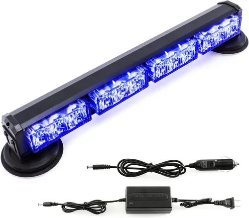 Miniatura 12 de Barra de luces estroboscópicas de emergencia de bomberos de policía de 14.8 pulgadas, color azul/blanco, funciona con pilas, para #07