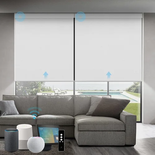 Miniatura 70 de SmartWings Persianas Motorizadas con Sombras para Ventana Control Remoto Funciona con Thread Apple Homekit Z-Wave Alexa 100% Blackout de Doble Cara