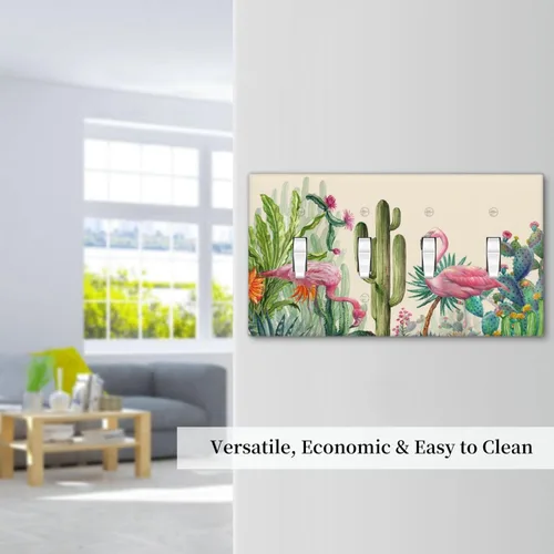 Miniatura 389 de Cubiertas de placa de pared de 3 gang con interruptor de luz de triple palanca, en negro y dorado con esplendor de oro rosa, estampado floral
