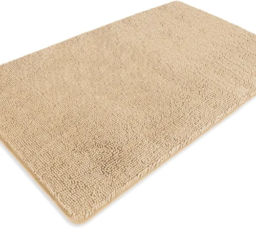 Miniatura 388 de Alfombra de baño pequeña de 12 x 18 pulgadas, lavable y absorbente, antideslizante, alfombra de baño de felpilla gruesa y suave para baño, ducha