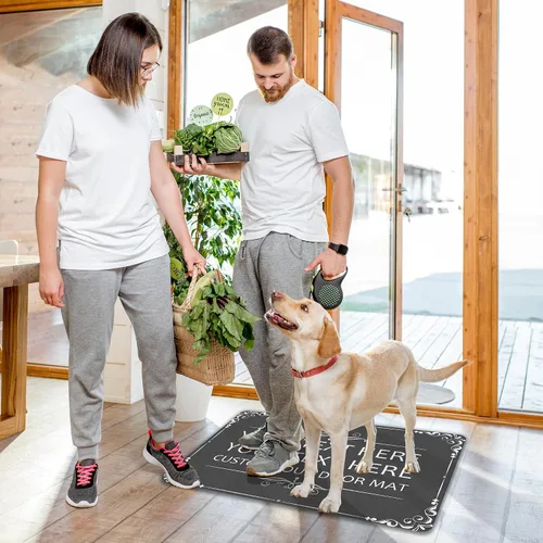 Miniatura 2 de Felpudo personalizado de texto/logotipo/foto, tapete de bienvenida personalizado con respaldo antideslizante para interiores y exteriores, tapete