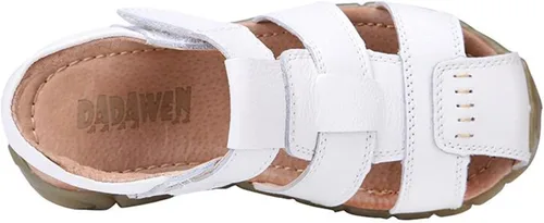 Miniatura 4 de DADAWEN - Sandalias deportivas de cuero para niños y niñas, puntera cerrada, para exteriores (para bebés, niños pequeños y grandes)