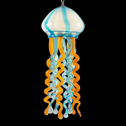 Miniatura 8 de Candelabros de cristal de medusa de 10 x 24 pulgadas, iluminación colgante LED para océano, sirena, bajo el agua, junto a la piscina, playa