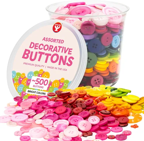 Miniatura 19 de 500 botones surtidos (aproximadamente) para manualidades – Contenedor a granel de 1 libra – Botones pequeños y grandes para coser, camisas, ropa