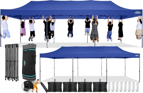 Miniatura 65 de COBIZI Toldo desplegable de 6.6 x 6.6 pies sin pared lateral, toldo resistente UPF 50+ para todas las estaciones, resistente al viento e Azul