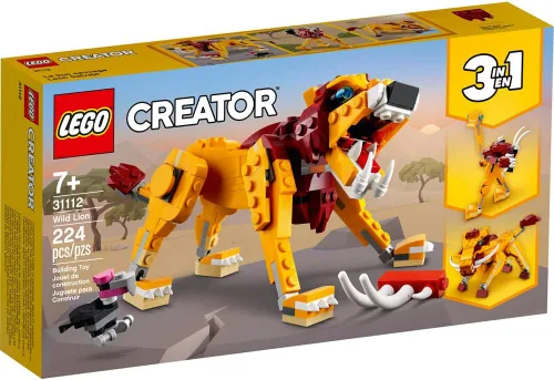 Miniatura 3 de LEGO Creator 3 en 1 León Salvaje 31112 Kit de Construcción de Juguete 3 en 1 con Juguetes de Animales para Niños, Nuevo 2021 (224 Piezas)
