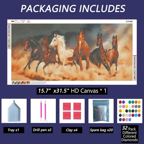 Miniatura 5 de Jethami Kits de pintura de diamantes de caballo para adultos, 5D DIY de gran tamaño redondo grande diamante arte kits de animales de taladro