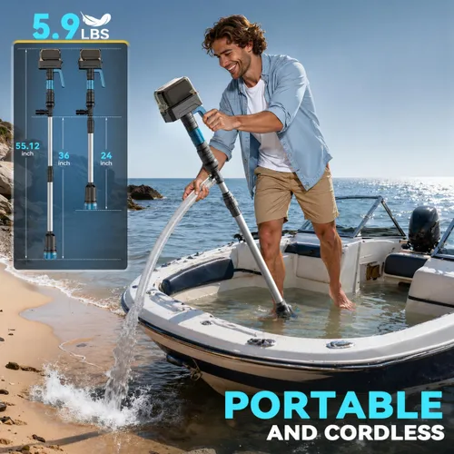 Miniatura 6 de Ecarke Bomba de transferencia de agua inalámbrica sin escobillas de 840 GPH compatible con Makita de 18 V (solo herramienta), apagado automático