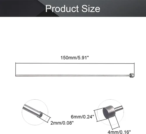 Miniatura 2 de Utoolmart 0.079 in Dia Punta Redonda Acero Recto Eyector Pin Punch 5.906 in Largo Gris Plata 10pcs
