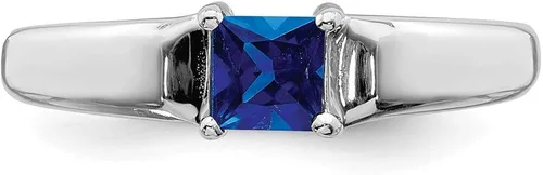 Miniatura 4 de Anillo de compromiso de oro blanco macizo de 14 quilates de 0.157in con piedras preciosas de septiembre de zafiro azul