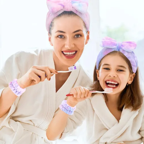 Miniatura 3 de CIEHER 12 PCS Diademas de Maquillaje para Mujeres Muñequeras Bandas de Lavado Scrunchies Puños para Lavar la Cara, Banda de Cabello Suave con Lazo a