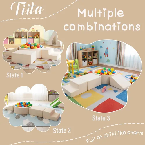 Miniatura 3 de Tiita Juguetes de escalada con pozo de bolas para niños pequeños, 4 piezas de bloques de escalada de espuma para bebés, juego de actividades suaves