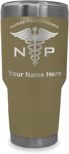 Miniatura 11 de LaserGram NP Nurse Practioner - Vaso aislado al vacío de 20 onzas, grabado personalizado incluido (negro)