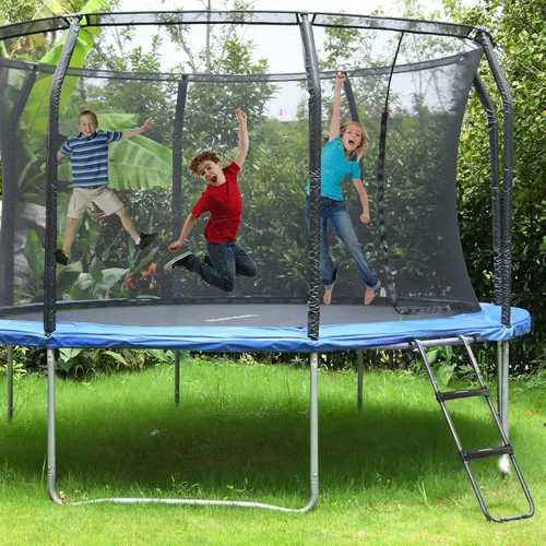 Miniatura 5 de Escalera de trampolín HBTower con pasos horizontales y anchos, gancho universal, acero tratado con UV, capacidad de 220 libras, accesorios