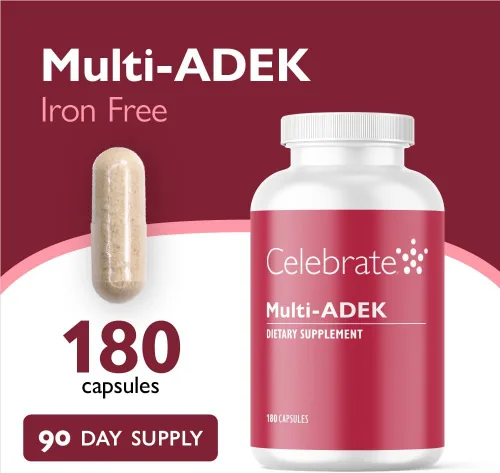 Miniatura 2 de Celebrate Vitamins Multi ADEK - Multivitamínico bariátrico sin hierro, cápsulas vegetales fáciles de tragar para pacientes con interruptor duodenal