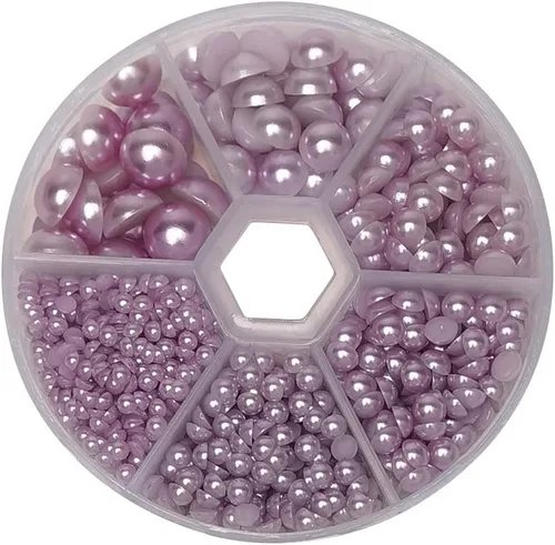 Miniatura 7 de 1 caja de 1170 piezas de cuentas redondas de 3/4/5/6/8/0.394 in con parte trasera plana de media perla para álbumes de recortes para adornos de boda
