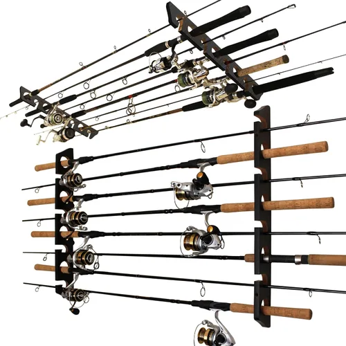 Miniatura 8 de Rush Creek Creations 8 Fishing Rod Wall or Ceiling Storage Rack, Vertical or Horizontal Holder for Garage, 8 Rod and Reel Combo Capacity