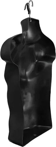 Miniatura 6 de Maniquí torso masculino negro con respaldo hueco, cuerpo apilable para exhibición de camisetas, mostrador, ferias de manualidades, fotos y diseño