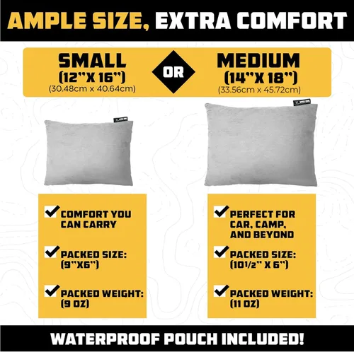 Miniatura 3 de Wise Owl Outfitters - Almohada de camping - Almohada de espuma viscoelástica para viajes en avión, senderismo, mochilero y uso al aire libre - Gris