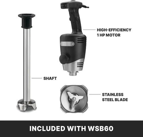 Miniatura 3 de Waring Commercial Big Stix batidora de inmersión con eje desmontable, Negro/Plateado