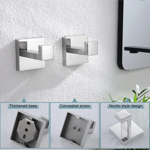 Miniatura 9 de KOKOSIRI Gancho para toallas de baño, gancho cuadrado para bata, gancho para abrigos, anillo para toalla de mano, soporte para toallas de 9