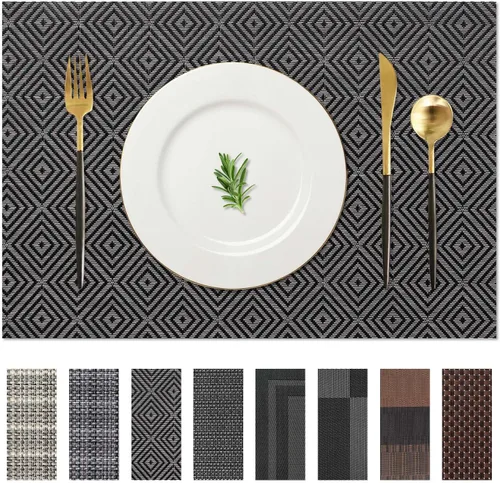 Miniatura 11 de AHHFSMEI Manteles individuales para mesa de comedor, juego de 4, manteles individuales de vinilo tejido de plástico, antideslizantes, aislamiento