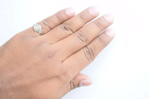 Miniatura 2 de Gemstone Ring, Handmade 925 Sterling Silver Rings for Women Girls, Natural Gemstone Ring US size 5 Solitaire Ring, Round Stone Ring, Minimalist