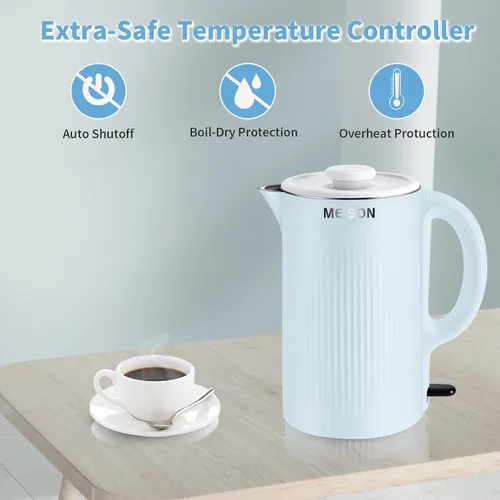 Miniatura 6 de Hervidores eléctricos de acero inoxidable para agua hirviendo, calentador de caldera de agua caliente de doble pared, tetera eléctrica Cool Touch