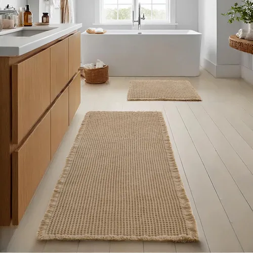 Miniatura 29 de JIUZHEN Tapete de Baño Mejorado con Diseño de Gofre Súper Absorbente Tapetes de Baño Antideslizantes Alfombras de Baño Lavables a Máquina de Secado