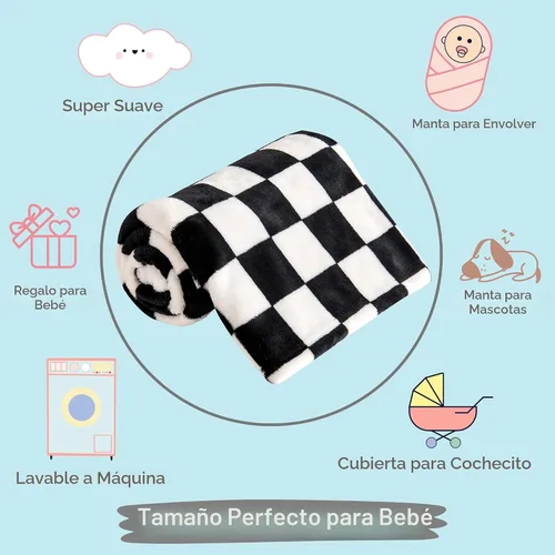 Miniatura 7 de Yurhap Manta de Bebé a Cuadros de Forro Polar para Niños y Niñas, Ultra Suave, Acogedora y Esponjosa, Mantas Receptoras para Bebés, Niños Pequeños