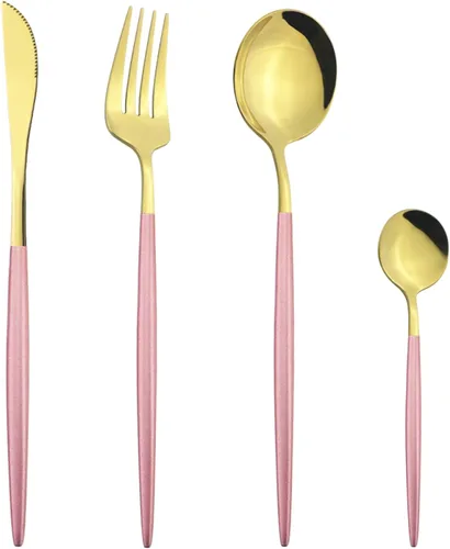 Miniatura 27 de Juego de cubiertos Cuchillo de cena Postre Tenedor Cuchara Juego de vajilla de acero inoxidable Vajilla de cocina 4 piezas Negro