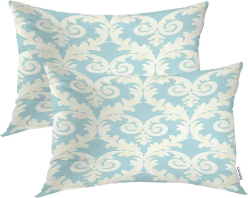 Miniatura 47 de Batmerry Juego de 2 fundas de almohada decorativas con estampado floral gris y blanco de 18 x 18 pulgadas, estilo victoriano con patrón de flores