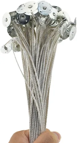 Miniatura 9 de HAHIYO 100 mecha de algodón natural de 4 pulgadas, mecha de algodón preencerada con lengüeta de soporte de metal para hacer velas de soja