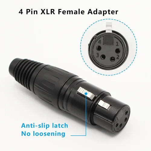 Miniatura 2 de Conector de cable XLR de 4 pines XLR de 4 pines, conector hembra de conector de micrófono, conector de cable de micrófono, conector de audio, negro