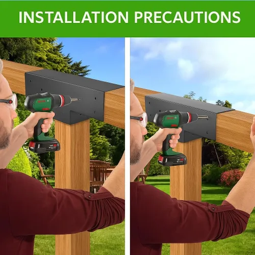 Miniatura 4 de Kit de pérgola para carpintería, 2 piezas, soportes para postes y vigas en T, soportes modulares para pérgola de tamaño modular para madera de 4 x