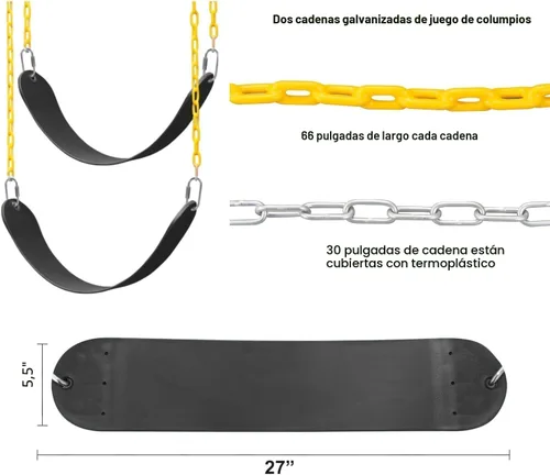 Miniatura 4 de ABUSA - Juego de soportes para columpios resistentes que incluye 2 soportes de columpio en forma de A negros, 2 asientos de columpio y 4 colgadores