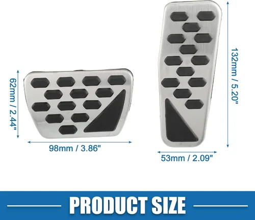 Miniatura 5 de Cubierta de pedal de freno de gas antideslizante para Jeep Wrangler JL 2018-2023 Gladiator JT 2020-2022 acero inoxidable tono plateado (juego de 1)