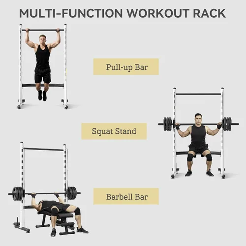 Miniatura 3 de Soozier Squat Rack with Pull-Up Bar, Adjustable Power Rack with Barbell Bar, Multi-Functional Steel Bench Press Rack for Home Gym Strength Training
