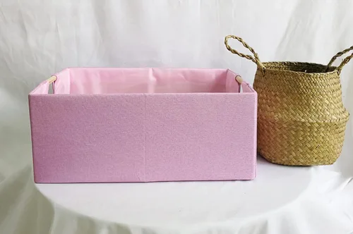 Miniatura 3 de Contenedor de almacenamiento para estantes, cestas rectangulares de armario, caja plegable con asas, cestas de estante rosa, cajas de juguetes