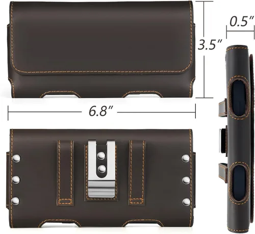 Miniatura 6 de BECPLT Funda de cuero genuino para teléfono con clip para cinturón para iPhone 17 Pro Max 16 Pro Max 15 Pro Max 15 Plus 14/13/12 Pro Max Galaxy S25+