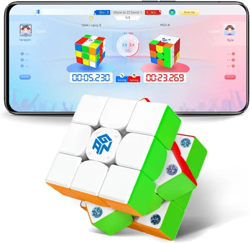 GAN 356 i Carry E, Cubo de Velocidad Inteligente 3x3 Magnético Conectado Electrónico Bluetooth para Niños y Adultos con Temporizador, Seguimiento de