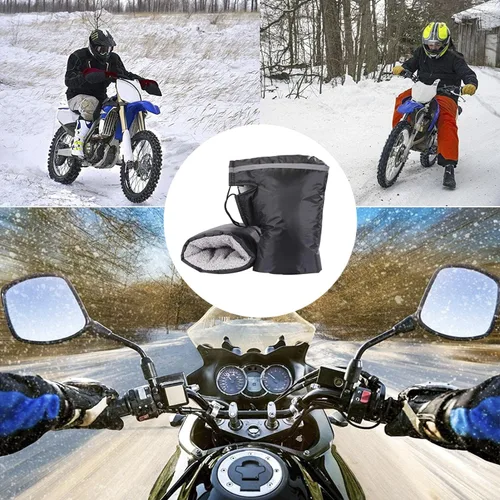 Miniatura 5 de Ibluelover Guantes Manguito de Manillar de Motocicleta para Clima Frío Mitones Impermeables de Conducción Resistentes al Viento Protectores de Manos