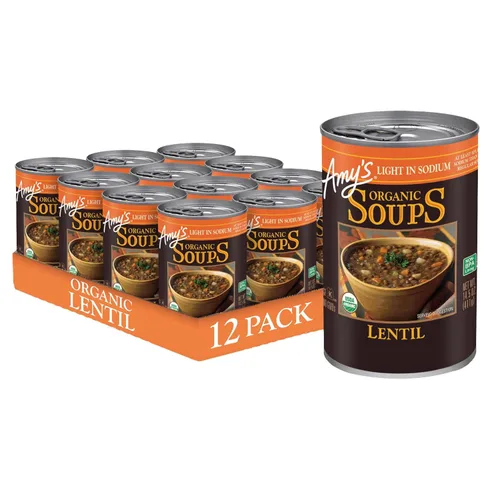 Miniatura 16 de Amy's Sopa, vegana, sin gluten, col orgánica, quinoa y lenteja roja, 14.4 onzas (paquete de 12)