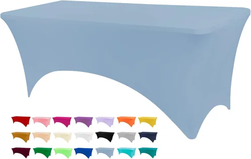 Miniatura 13 de BDDC - Fundas de mesa para mesas de 6 pies, manteles elásticos lavables y resistentes a las arrugas de color azul real de 6 pies para eventos