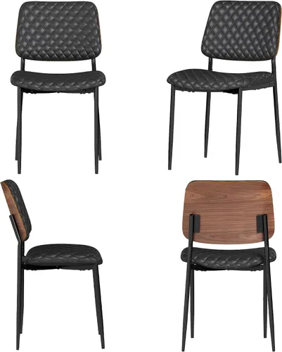 Miniatura 8 de AODAILIHB Juego de 2 sillas de cocina modernas de mediados de siglo, sillas de comedor tapizadas de piel sintética con respaldo de madera doblada
