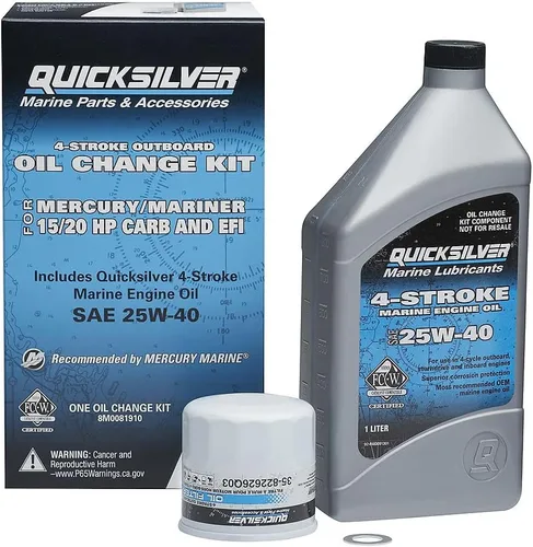 Miniatura 9 de Kit de cambio de aceite Quicksilver de 4 tiempos – para motores fuera de borda Mercury – 15, 20, 25, 30, 40, 50, 60, 75, 90, 115, 150, 175, 200