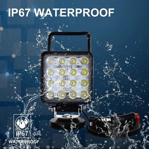 Miniatura 3 de RIGIDON Luz de trabajo LED de 4 pulgadas y 48 W con base magnética, luz cuadrada impermeable, 12 V, 24 V, iluminación todoterreno, luces antiniebla