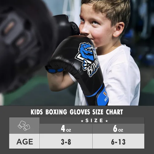 Miniatura 4 de Wesing - Guantes de boxeo para niños y niños, guantes de entrenamiento de boxeo para niños y niñas de 3 a 8 años, 4 onzas y 6 onzas, para boxeo