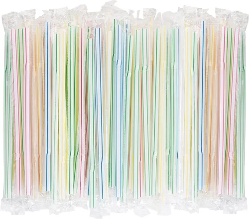 Miniatura 8 de Pajitas flexibles de plástico desechables sin BPA de 8 pulgadas de largo (paquete de 200 unidades, colorido)